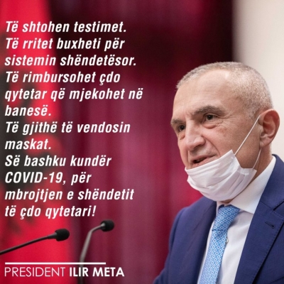 “Së bashku kundër COVID-19, për mbrojtjen e shëndetit të çdo qytetari!”, Meta thirrje qeverisë: Të shtohen numri i testimeve