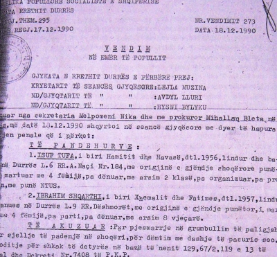 Demonstrata e 14 dhjetorit 1990 në Durrës, si cenim i “bashkëjetesës socialiste”