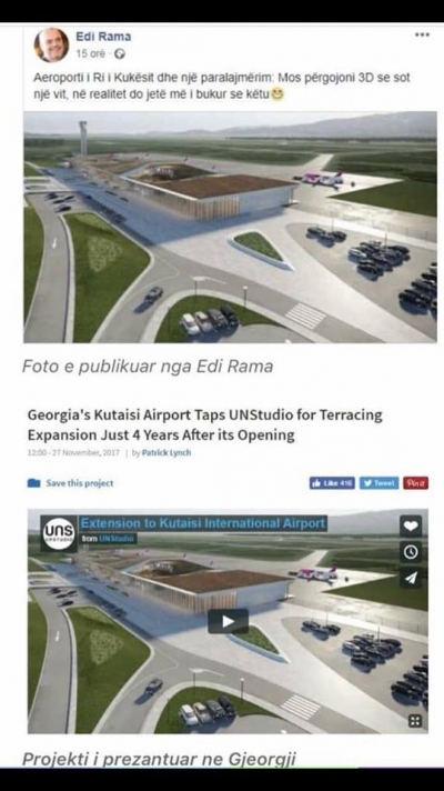 Aeroporti i Kukësit, Rama plagjiator edhe në propagandë