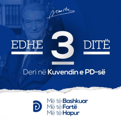 Berisha: Edhe 3 ditë deri në Kuvend, bashkohuni me ne në Ditëlindjen e Partisë Demokratike!