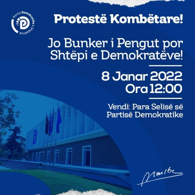 Protesta kombëtare më 8 janar në orën 12:00 para selisë së PD: Jo bunker i pengut, por shtëpi e demokratëve