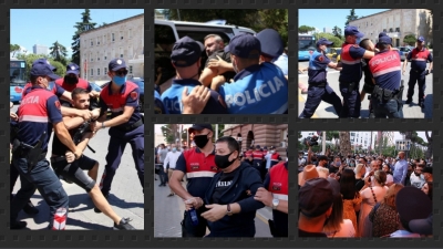 Dy protestat/Me polici kundër atyre që duan të luajnë muzikë