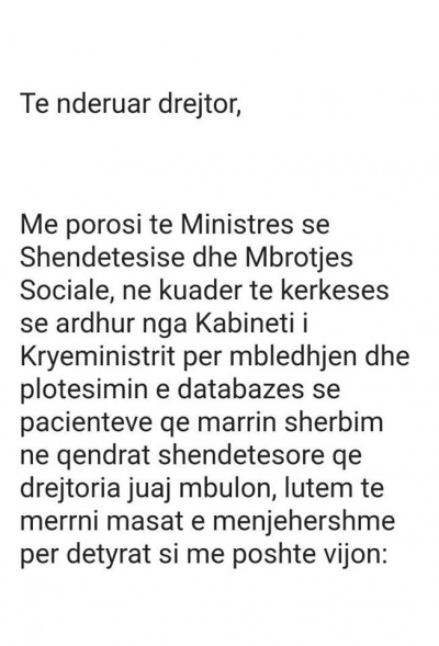 Edhe Ministria e Shëndetësisë mbledh të dhënat e qytetarëve, ja denoncimi i deputetit Gurakuqi