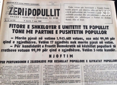 1989/“Fitore e shkëlqyer e unitetit të popullit tonë me partinë e pushtetin popullor”