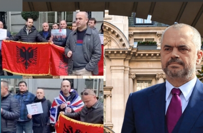 Shqiptarët e Britanisë e presin Edi Ramën me protestë në Londër: Rama IK!