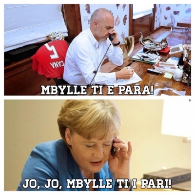 FOTO/ ‘Mbylle ti i pari telefonin’... ‘Dashuria’ e Merkelit për Ramën, ja si ironizohet kryeministri