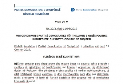 Zbulohet vendimi i Këshillit Kombëtar të PD-së: S’ka zgjedhje në 30 qershor