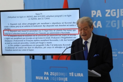 ‘Neni 73/2 i Kushtetutës: Deputetit nuk mund t’i hiqet liria në çfarëdo lloj forme pa autorizim të Kuvendit të Shqipërisë’