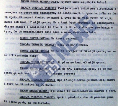 1980/Diskutimi i Enver Hoxhës për shtimin e qerreve