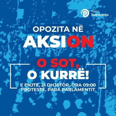 Sot, më 21 dhjetor ora 9:00, opozita në protestë para Parlamentit