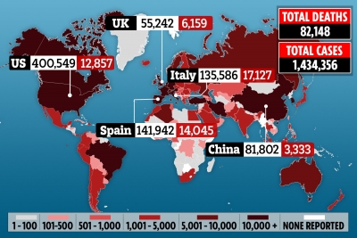 Koronavirusi/Numërohen mbi 1,5 milionë të infektuar në të gjithë botën, mbi 88 mijë viktima